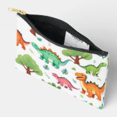 Pochette À Accessoires Dinosaures et arbres motif blanc (Ouvrir)