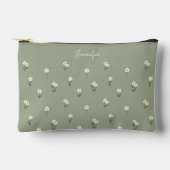 Pochette À Accessoires Ditsy Floral Boho Wildflower Sage Green Name (Recto)