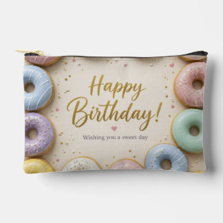Pochette À Accessoires Donuts Glacés au Pastel avec Paillettes Dorées Suc