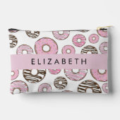 Pochette À Accessoires Donuts Roses, Donuts Blancs, Sprinkings, Votre Nom (Verso)