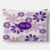 Doodle à papillon rose violet monogramme
