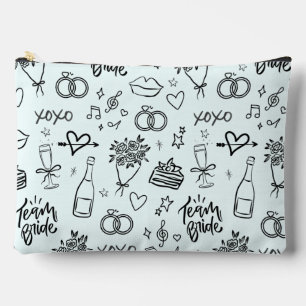 Pochette À Accessoires Doodle Dessiné à la Main Vert Enterrement de Vie d
