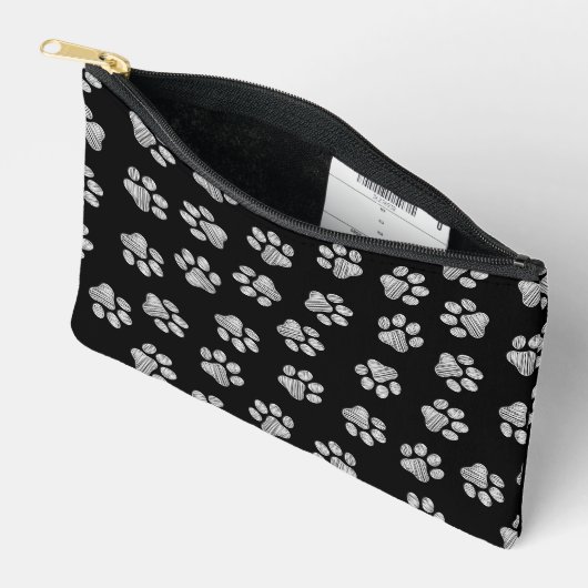 Pochette À Accessoires Doodle Paws, pattes de chien, pattes blanches (Ouvrir)