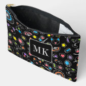 Pochette À Accessoires Doodles japonais Kawaii sur initiales de monogramm (Ouvrir)