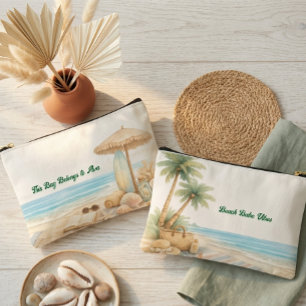 Pochette À Accessoires Douce Sérénité de la Plage Bleue Élégante et Minim