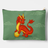Pochette À Accessoires Dragon Chinois Rouge sur Fond Vert (Verso)