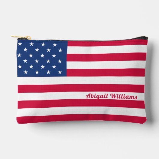 Pochette À Accessoires Drapeau américain | Personnalisé (Recto)