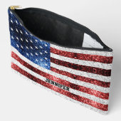 Pochette À Accessoires Drapeau américain rouge blanc bleu étincelles Nom  (Ouvrir)