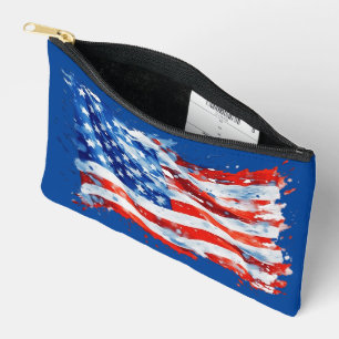 Pochette À Accessoires Drapeau américain USA Aquarelle 4 juillet