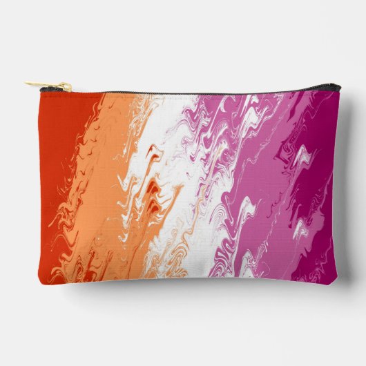 Pochette À Accessoires Drapeau de fierté lesbienne abstrait trippy ondulé (Recto)