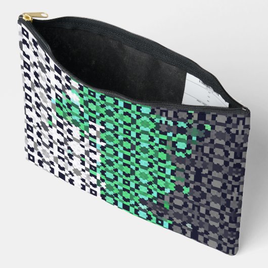 Pochette À Accessoires Drapeau de fierté Neutrois Abstrait Pixelisé Tripa (Ouvrir)