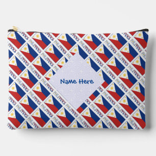 Pochette À Accessoires Drapeau des Philippines Bleu Personnalisé