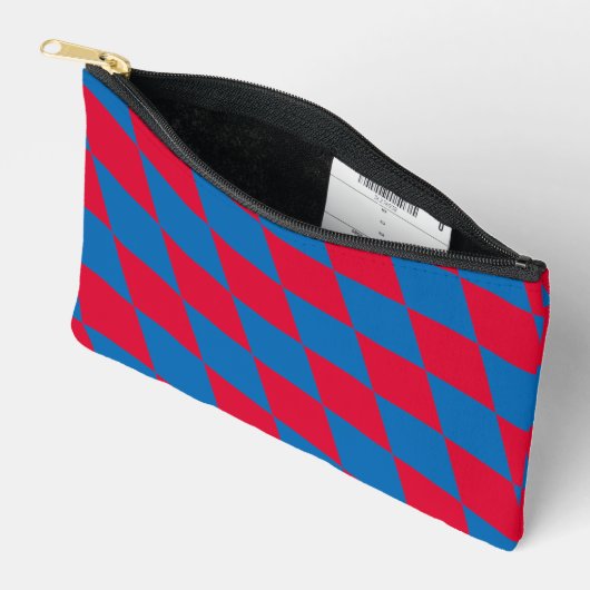Pochette À Accessoires Drapeau diamant Bavière bleu et rouge Motif (Ouvrir)