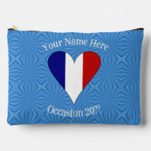 Drapeau français en forme de cœur sur fond bleu pe