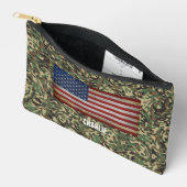 Pochette À Accessoires Drapeau personnalisé Camouflage vert Nom personnal (Ouvrir)