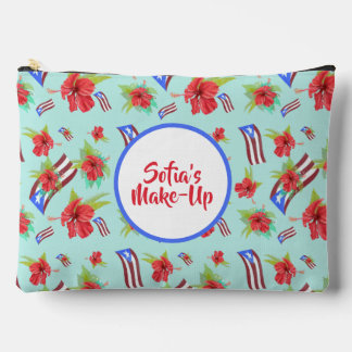 Pochette À Accessoires Drapeau Porto Rico avec flor de maga boricua
