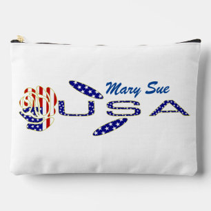 Pochette À Accessoires Drapeau USA Rose sur le côté Bleu Personnalisé
