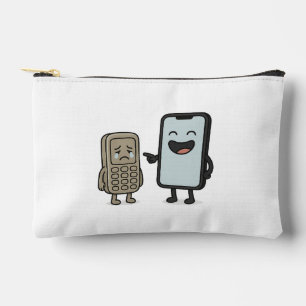 Pochette À Accessoires Drôle Cartoon _ Nouveau Smartphone vs Vieux Téléph