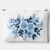 Pochette À Accessoires Dusty Blue Floral Monogramme Aquarelle Script Girl (Verso)