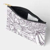 Pochette À Accessoires Dusty Plum on White Chrysanthemums with Name (Ouvrir)