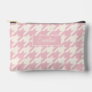 Pochette À Accessoires Dusty Rose Blush Rose Black Houndstooth Motif