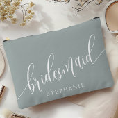 Pochette À Accessoires Dusty Sage Bridesmaid Calligraphie moderne