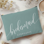 Pochette À Accessoires Dusty Turquoise Bridesmaid Calligraphie moderne