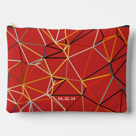 Pochette À Accessoires Dynamic Red Abstract Geometric Monogram (Recto)