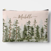 Pochette À Accessoires Eau-forte de forêt verte monogrammée  (Recto)