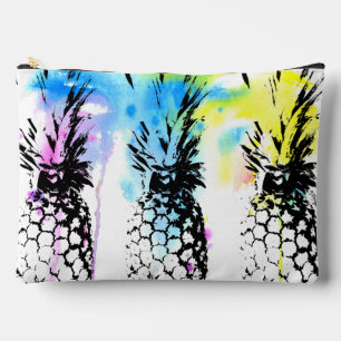 Pochette À Accessoires Éclaboussure Aquarelle Ananas Tropicaux 