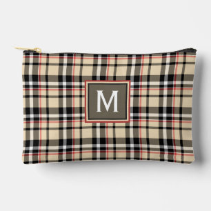 Pochette À Accessoires Écossais Clan Plaid Rouge Beige Brun Noir Personna