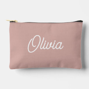 Pochette À Accessoires Écriture en gras monogramme, rose pâle moderne