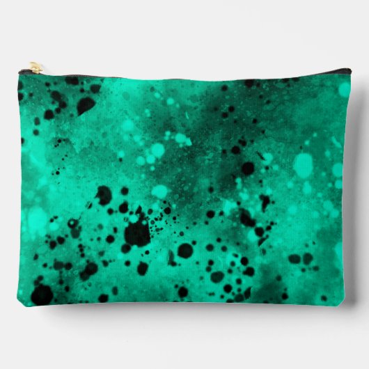 Pochette À Accessoires Effet Retro Paint Splatter Vert & Noir (Recto)