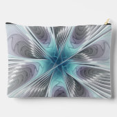 Pochette À Accessoires Élégance Moderne Art Fractal Fleur Bleu Gris Blanc (Verso)