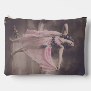 Pochette À Accessoires Élégance vintage en Robe Florale Rose