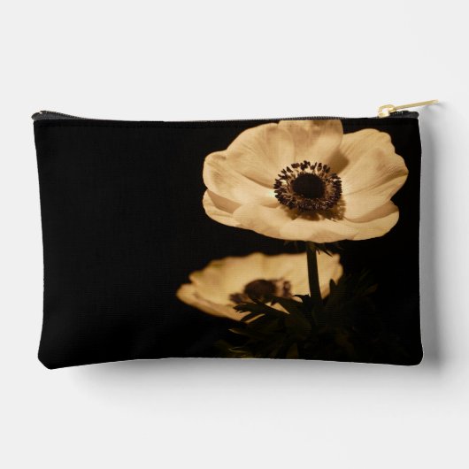 Pochette À Accessoires Elegant Anemone Flower Black Personalised (Verso)