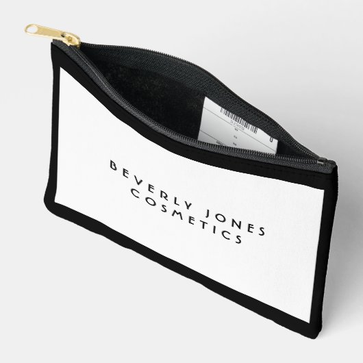 Pochette À Accessoires Elégant blanc avec bordure noire (Ouvrir)