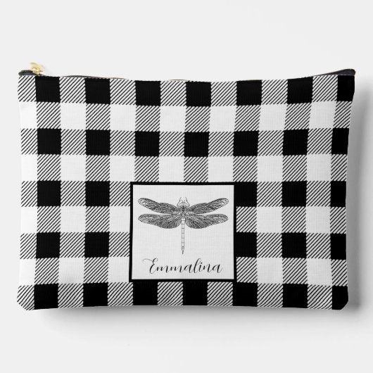Pochette À Accessoires Élégant blanc blanc plaid en vichy libellule (Recto)