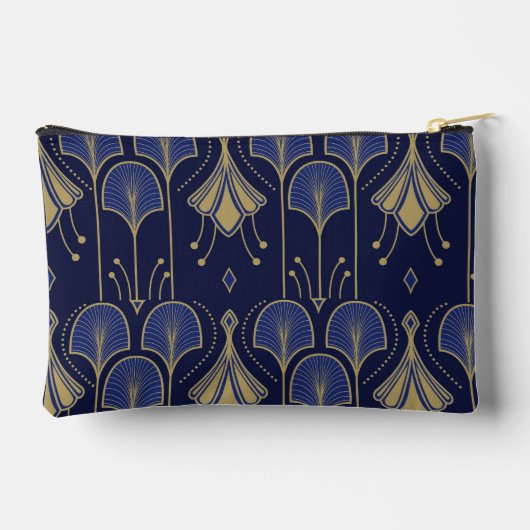 Pochette À Accessoires Elegant Blue and Gold Art Deco (Verso)