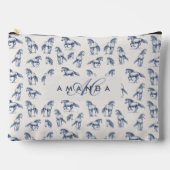 Pochette À Accessoires Élégant Cheval Bleu Monogramme Cadeaux Initiaux (Recto)