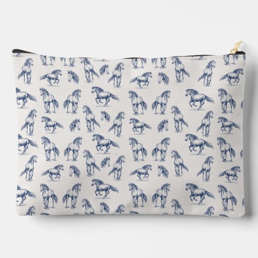 Pochette À Accessoires Élégant Cheval Bleu Monogramme Cadeaux Initiaux (Verso)