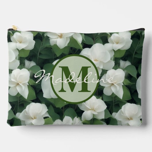 Pochette À Accessoires Élégant classique vert botanique blanc floral (Recto)