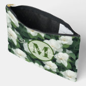Pochette À Accessoires Élégant classique vert botanique blanc floral (Ouvrir)
