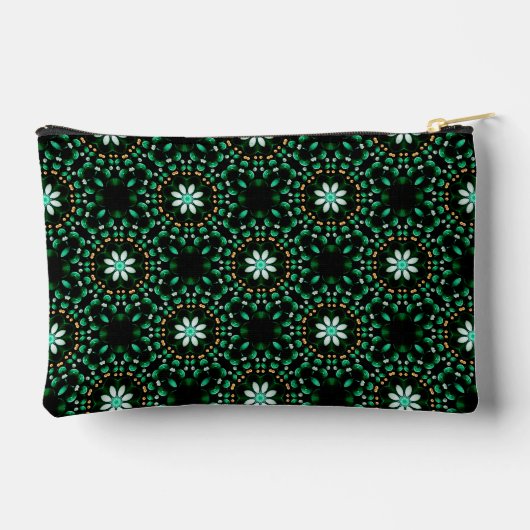 Pochette À Accessoires Élégant Emerald & Pearl Abstrait Dot Art Motif (Verso)