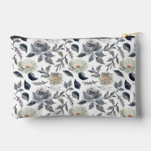 Élégant floral botanique à l'aquarelle bleu gris v