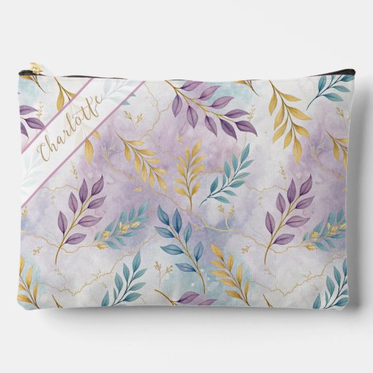 Pochette À Accessoires Elegant Gold Botanical Marble Personalized (Recto)