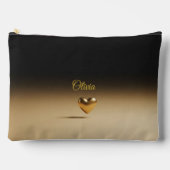 Pochette À Accessoires Elegant Gold Heart & Black Gradient Personalized A (Recto)