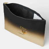 Pochette À Accessoires Elegant Gold Heart & Black Gradient Personalized A (Ouvrir)