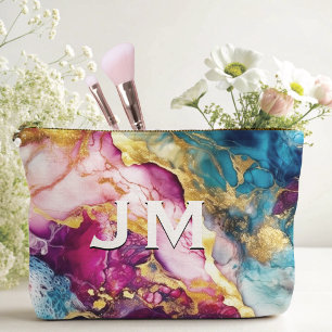 Pochette À Accessoires Elégant marbre rose turquoise