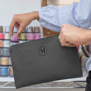 Pochette À Accessoires Élégant minimaliste Monogramme initial gris et noi